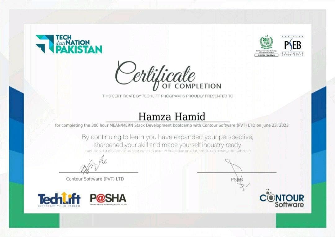 Full Stack Trainee Program certificate